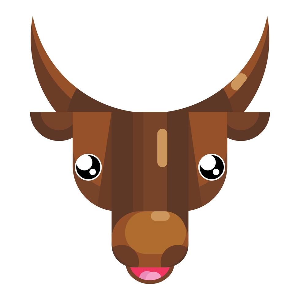 Cheerful bull face emoji happy smiling cow icon isolated emotion vector