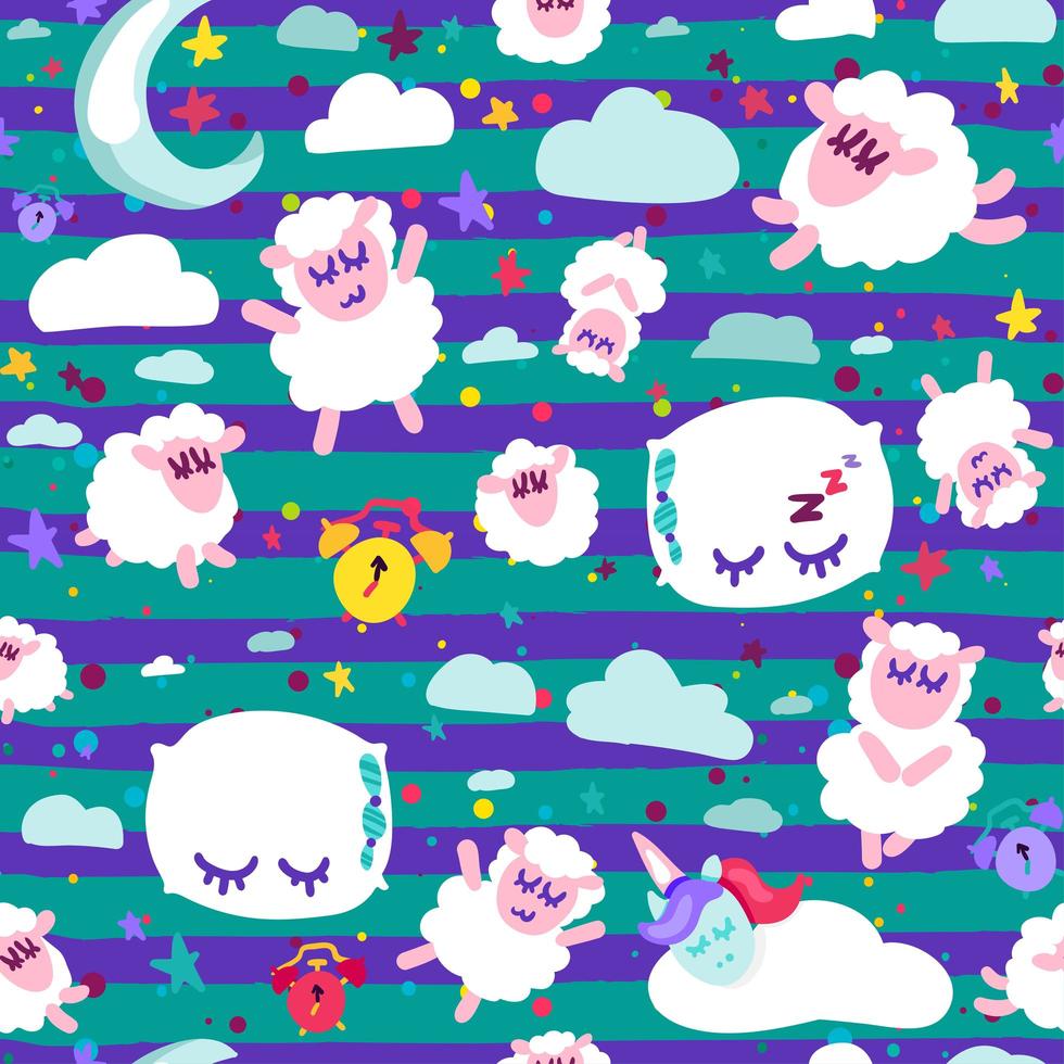 Night rest bedtime vector seamless pattern