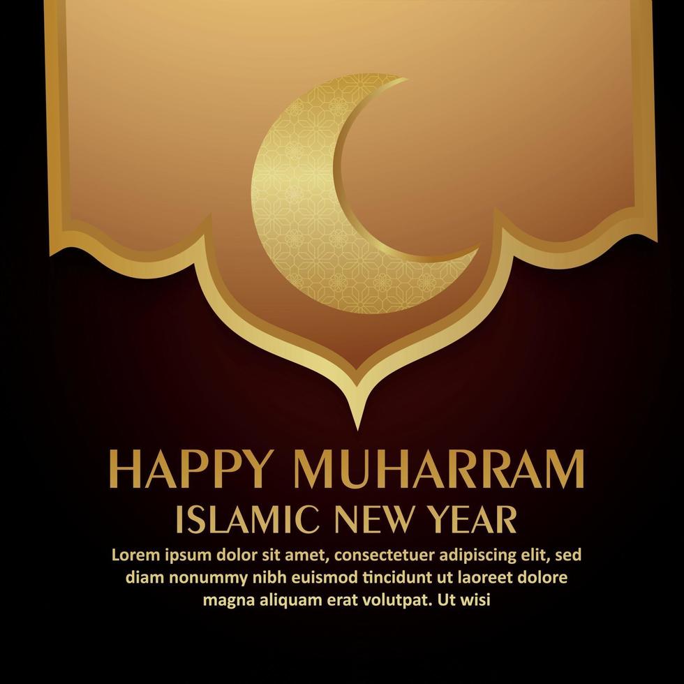 Happy muharram islamic new year festival celebration greeting card with vector illustration