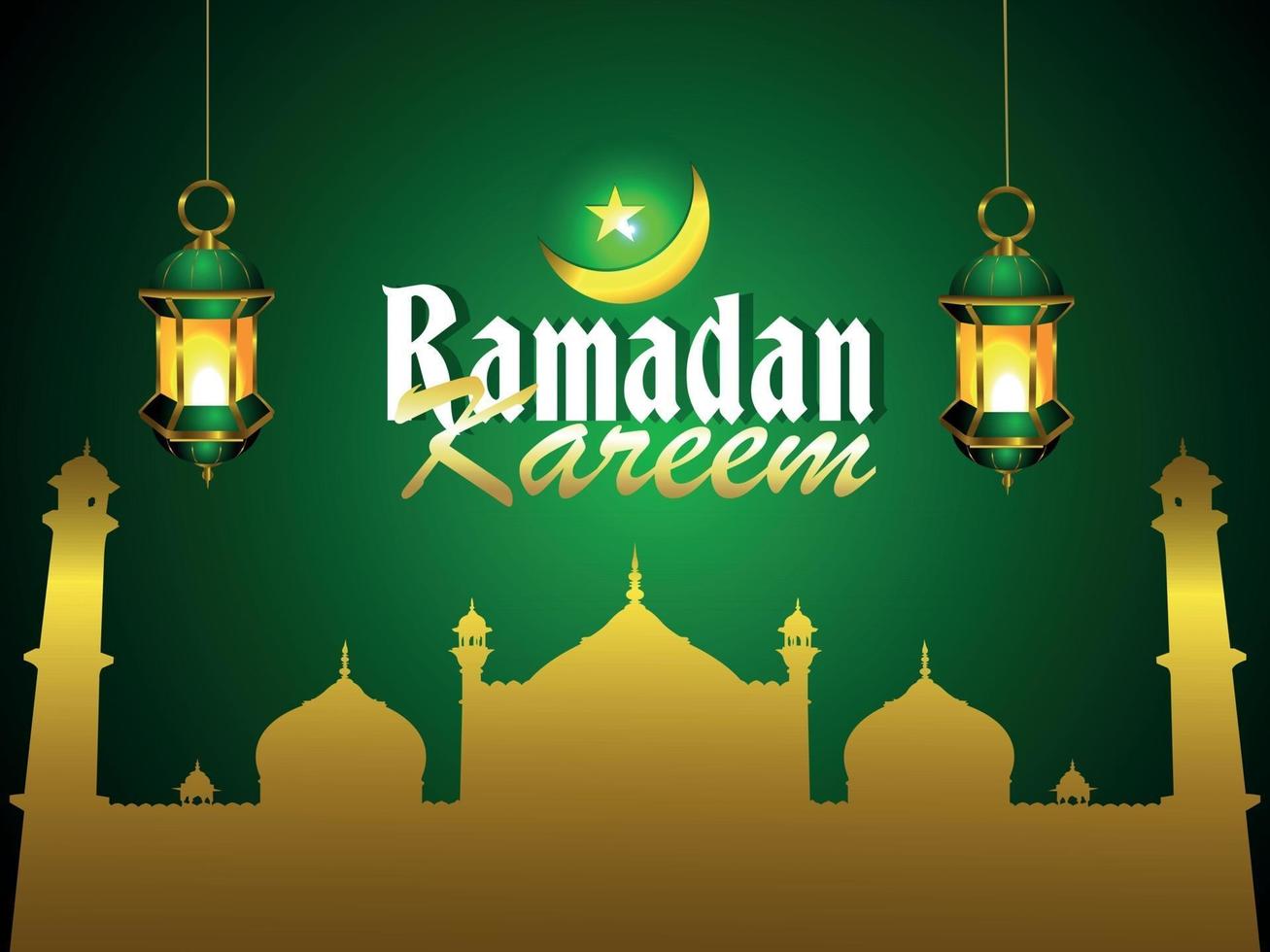 Fondo de celebración del festival islámico de Ramadán Kareem con linterna islámica vector