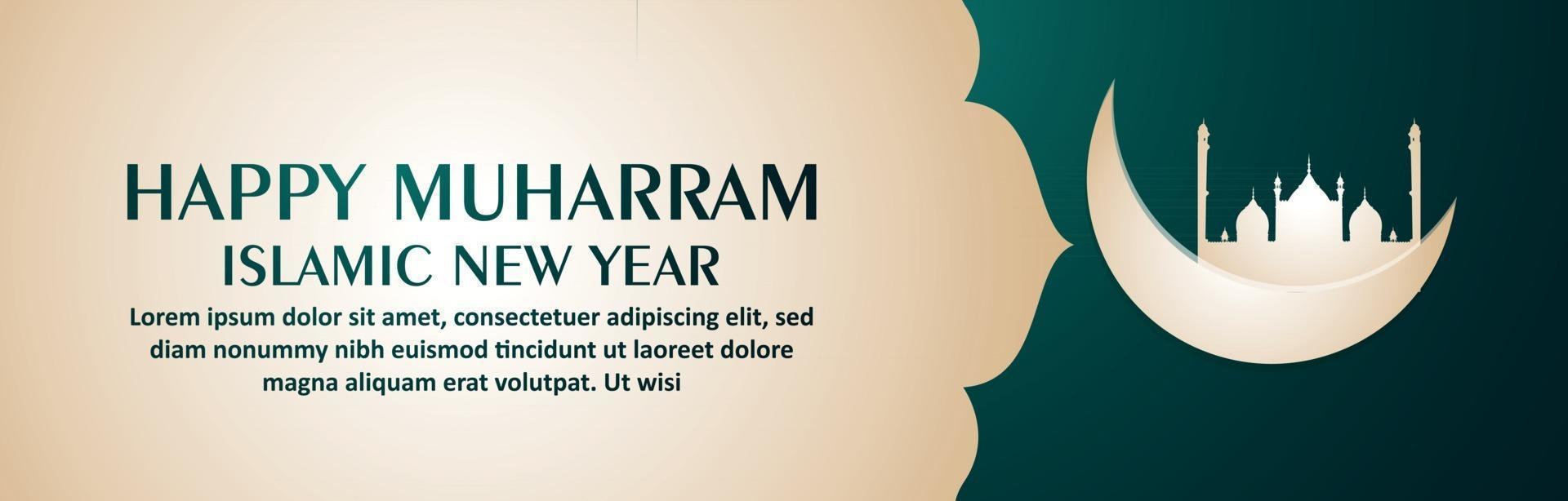 feliz año nuevo islámico muharram celebración banner o encabezado vector