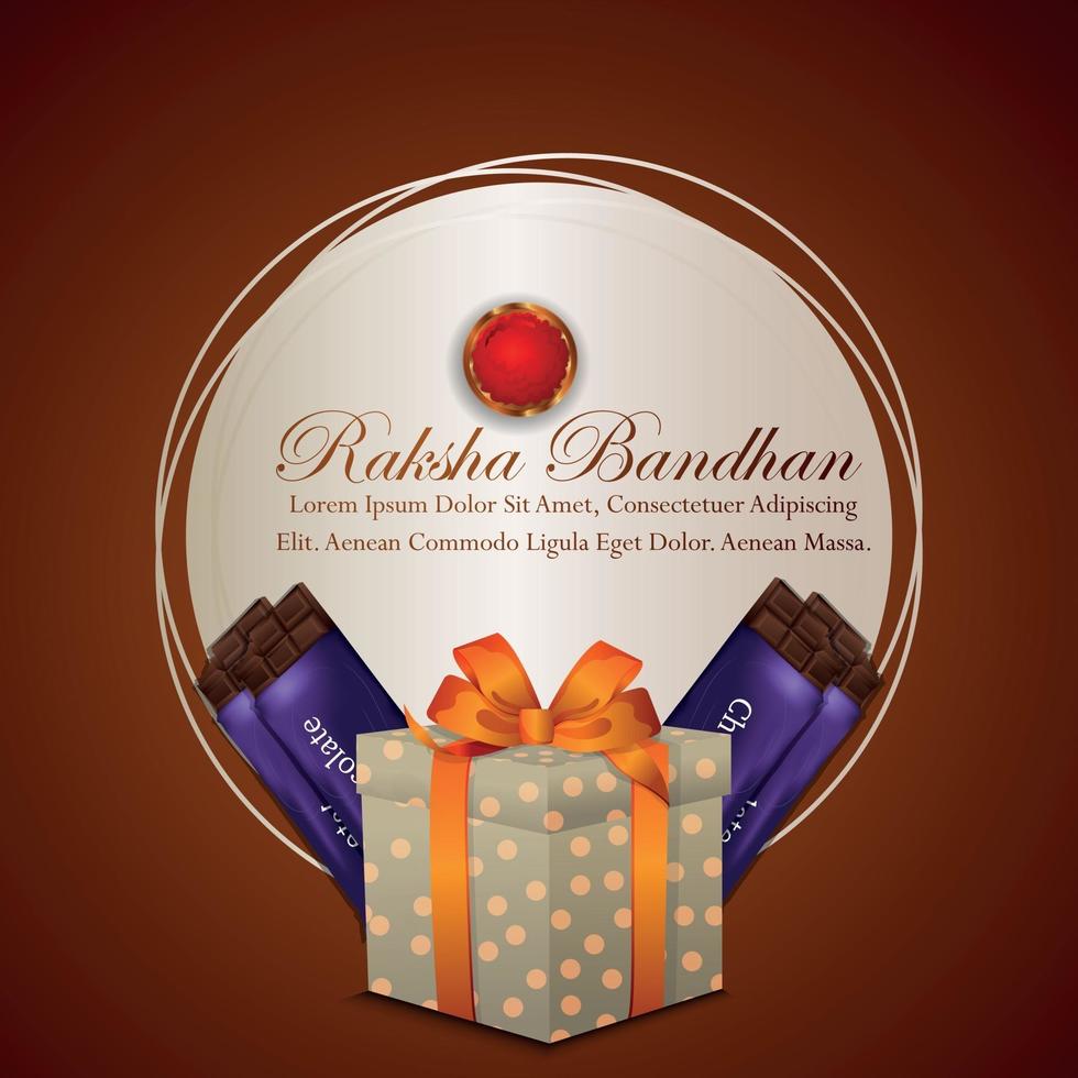 Fondo de celebración feliz rakhi con regalos y chocolate vector