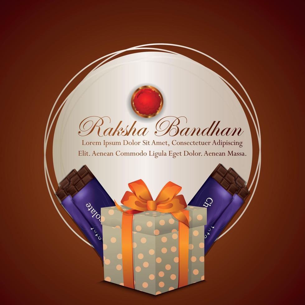 Happy rakhi celebration background with gifts and chocolate vector