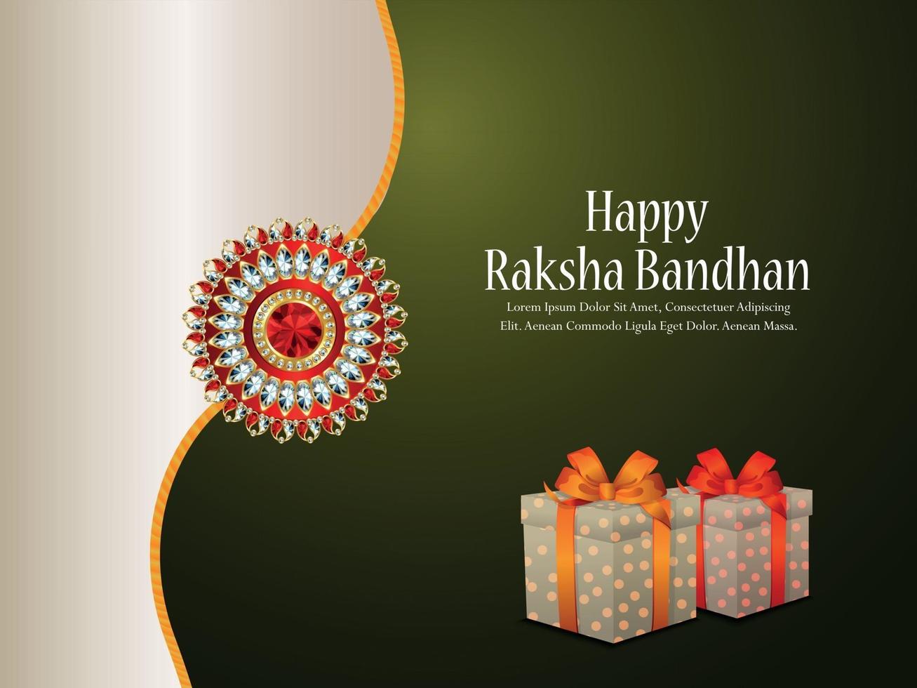 Ilustración de vector de rakhi feliz con rakhi creativo y regalos