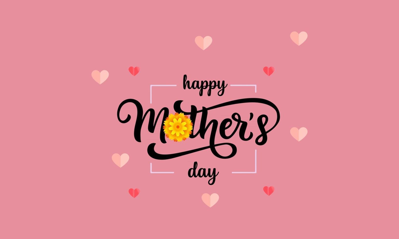 Happy Mothers Day banner Holiday background heart made of pink and red Origami Hearts on soft pink background vector