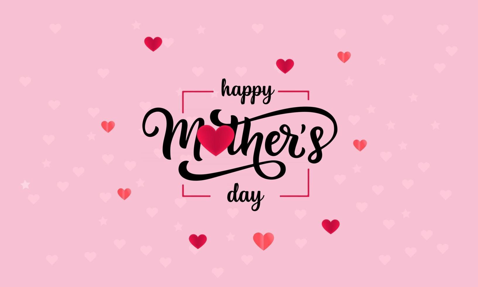 Happy Mothers Day banner Holiday background heart made of pink and red Origami Hearts on soft pink background vector