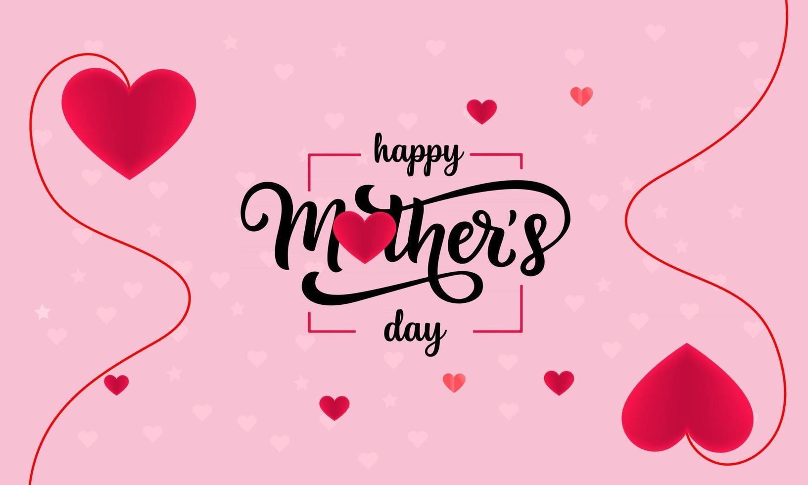 Feliz día de la madre banner fondo de vacaciones corazón hecho de corazones de origami rosa y rojo sobre fondo rosa suave vector