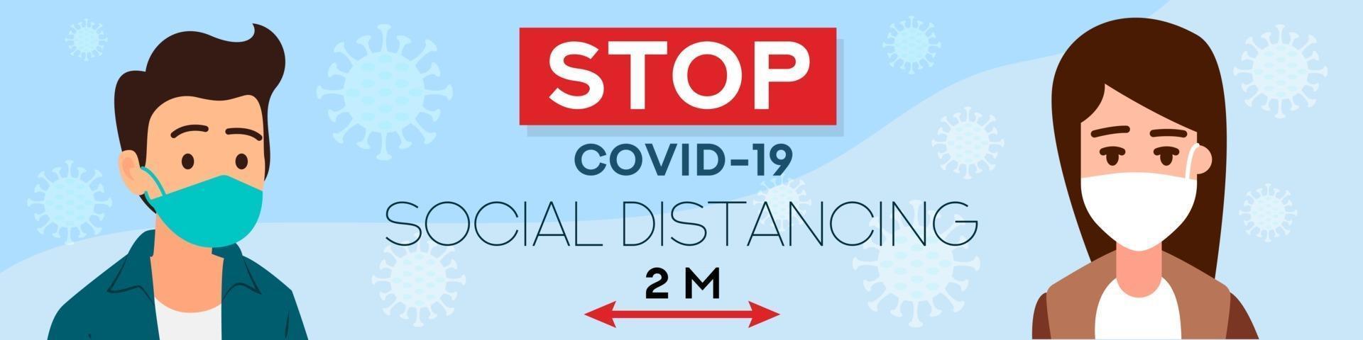 Social Distance concept, web banner coronavirus prevention vector