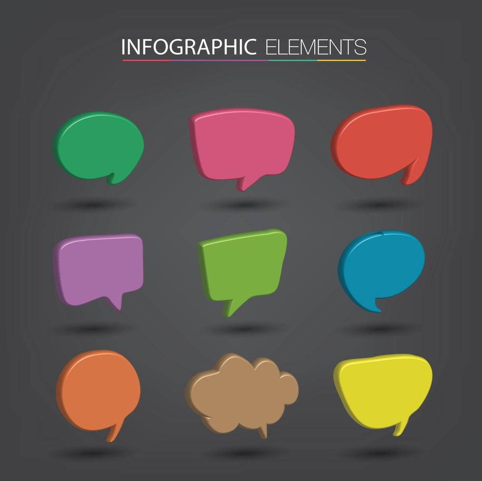 3D speech bubbles vector set