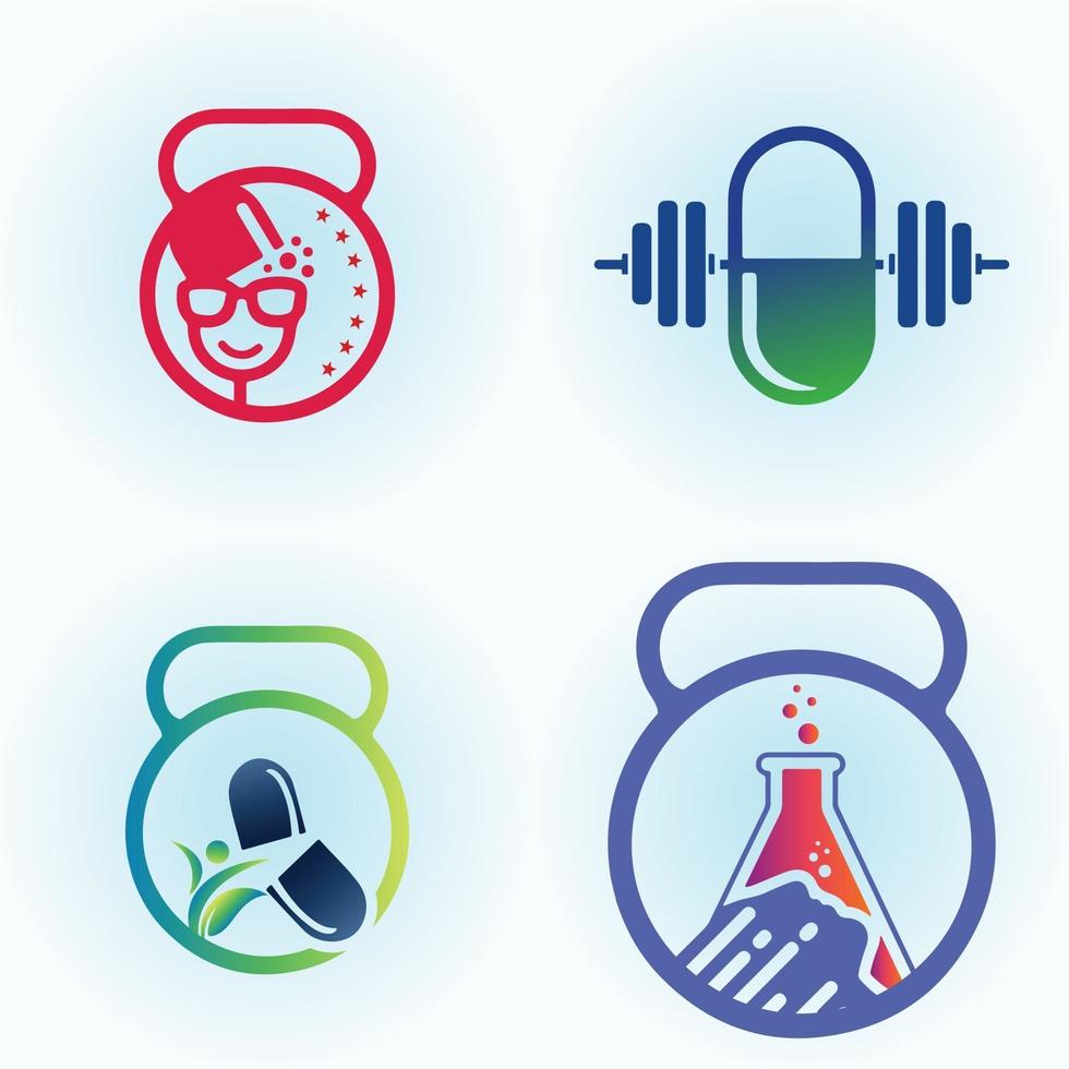 Medical and Pharmaceutical fitness logo set vector