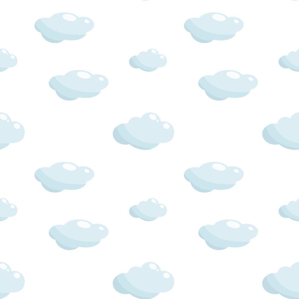 Hand drawn seamless pattern with cute blue clouds on a white background  Vector illustration