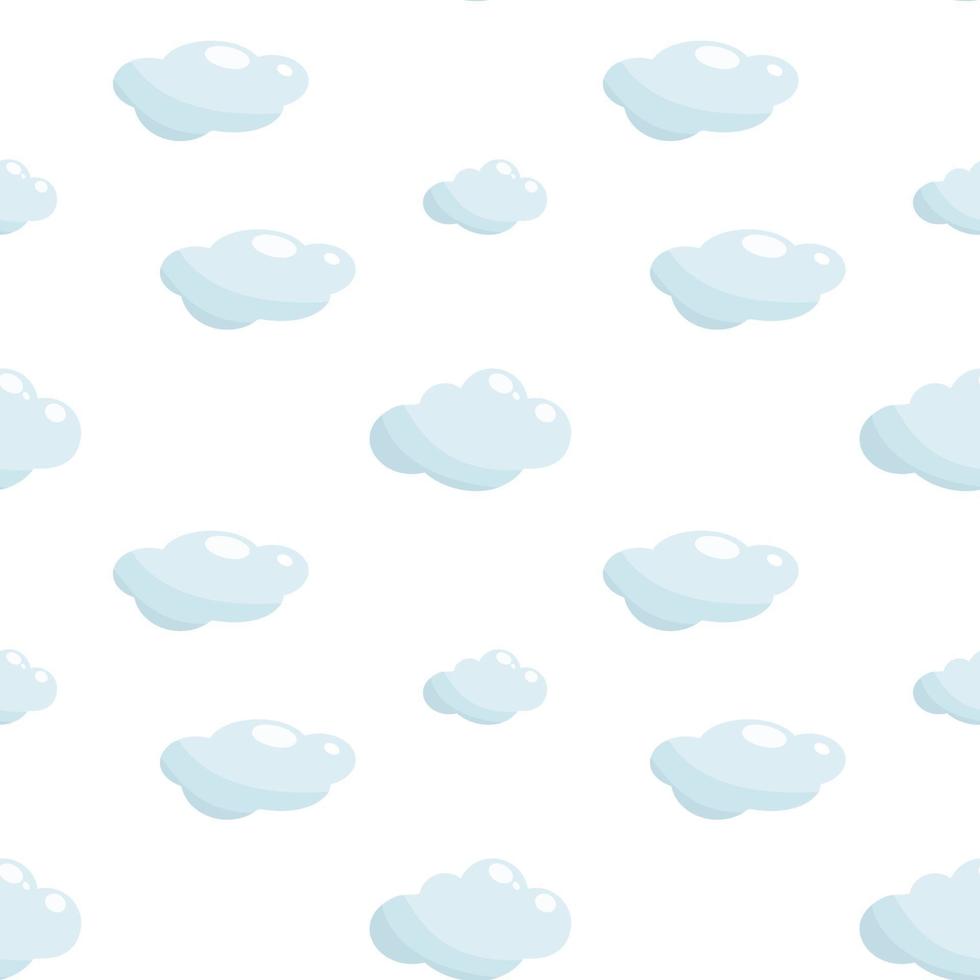 Hand drawn seamless pattern with cute blue clouds on a white background  Vector illustration