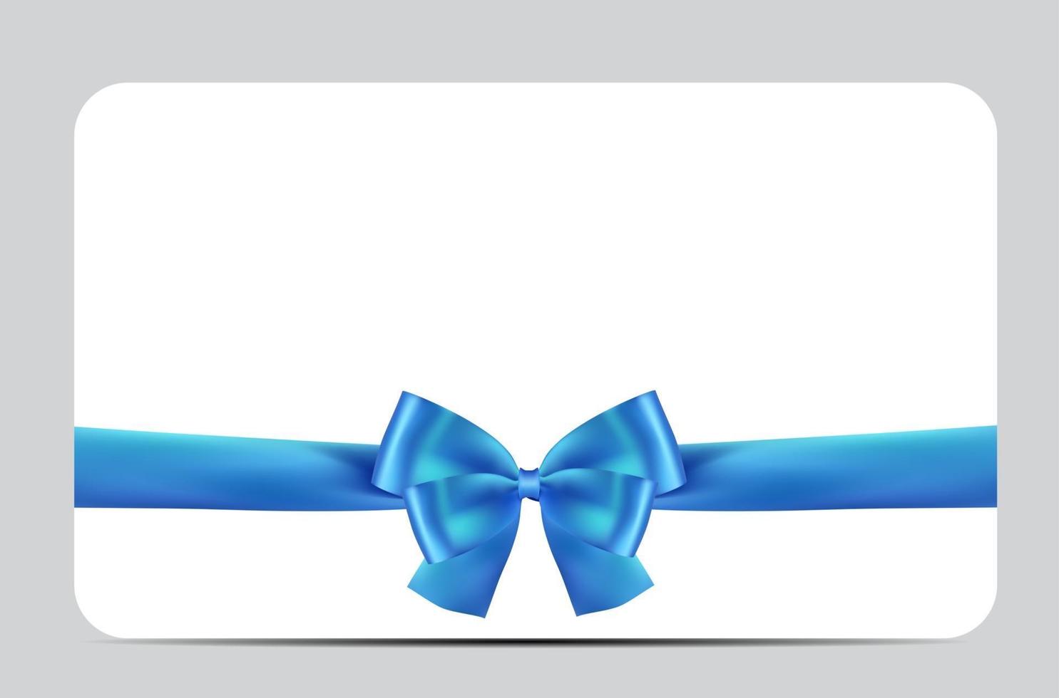plantilla de tarjeta de regalo en blanco con lazo azul y cinta vector