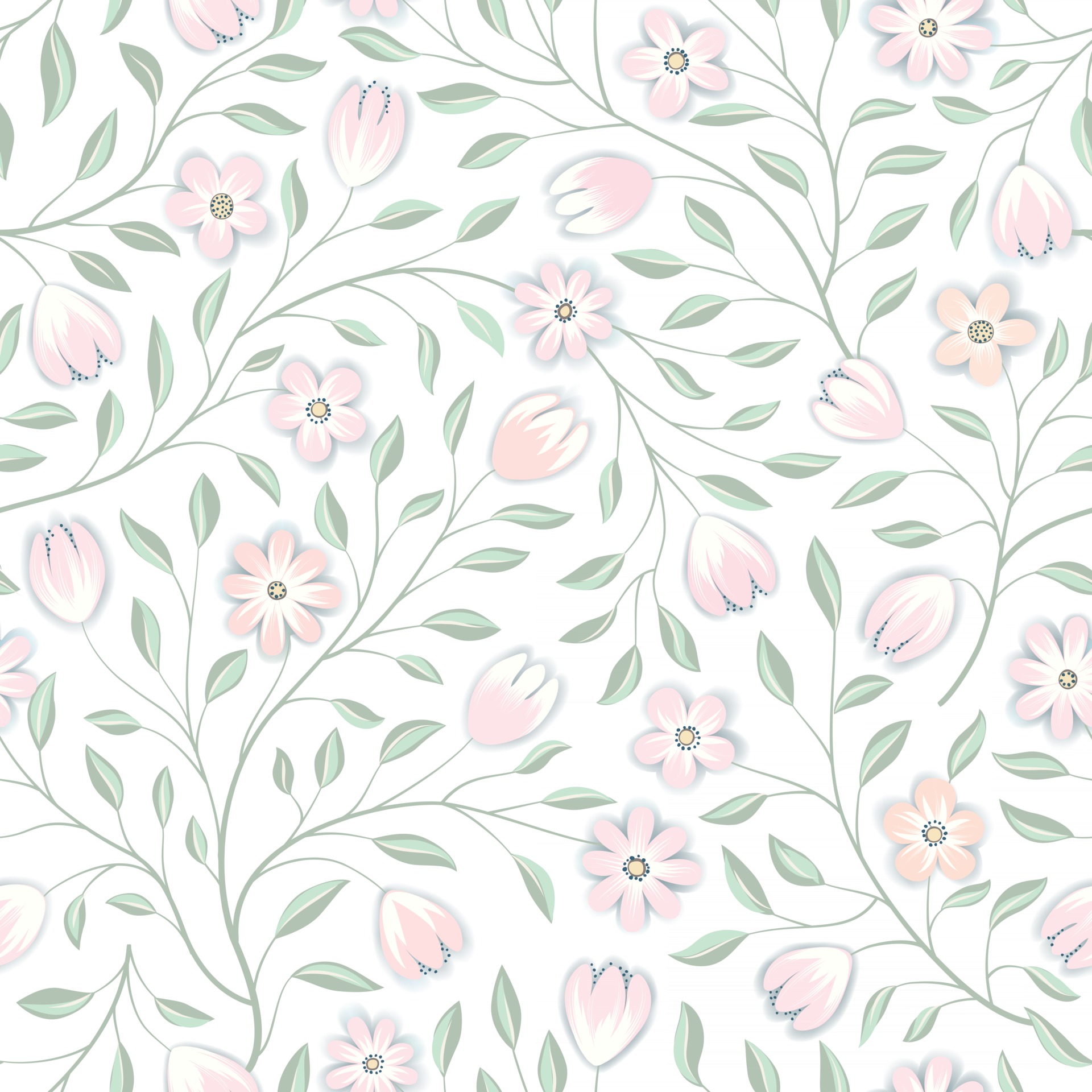 Seamless spring floral background with a dense pattern of pretty