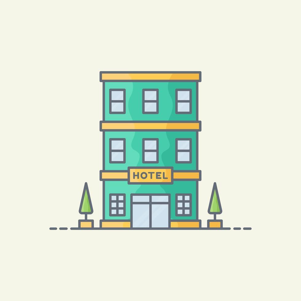 ilustración de icono de vector de edificio de hotel