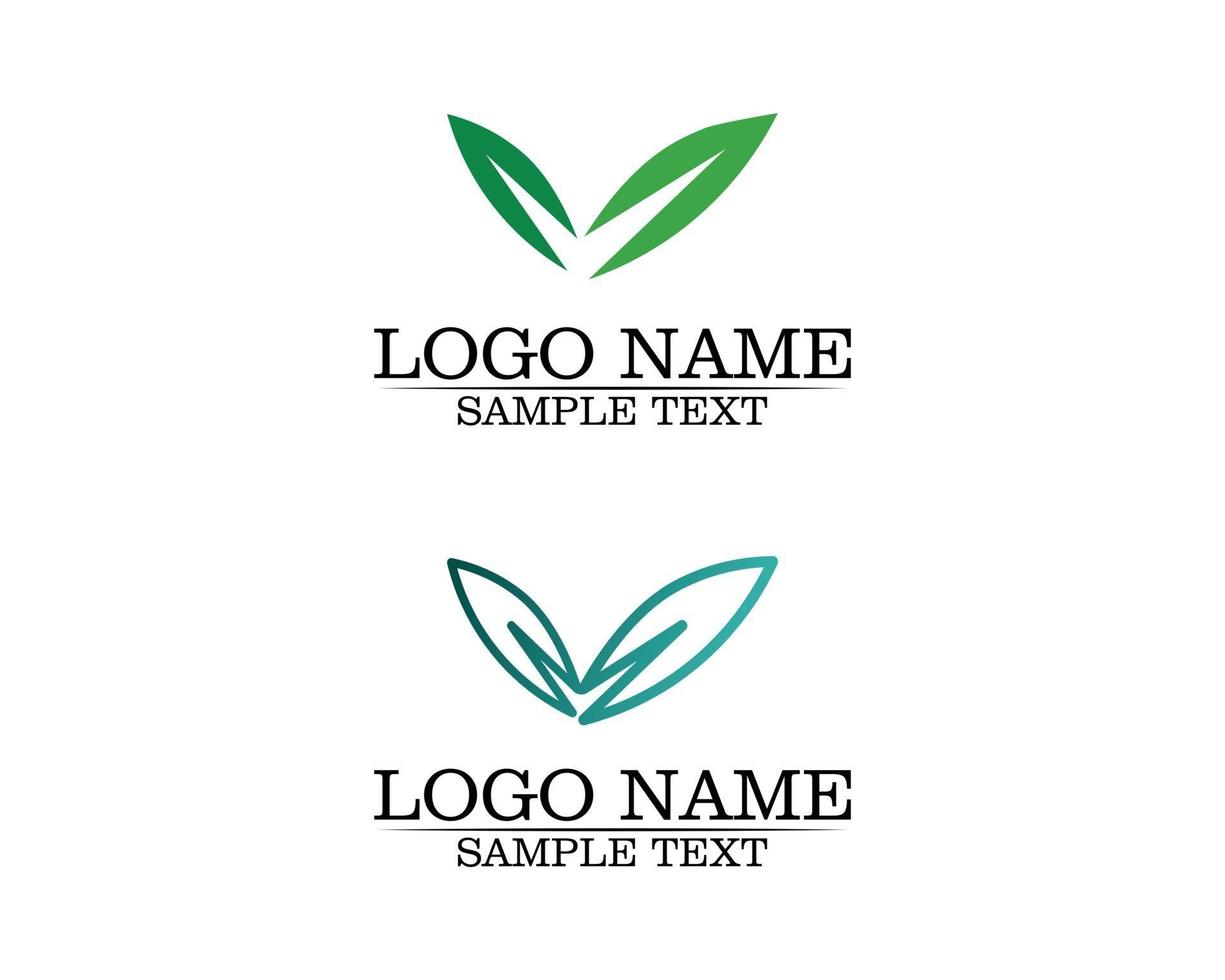 diseño de logotipo de vector de hoja de árbol naturaleza verde de la naturaleza icono de salud y hierbas frescas