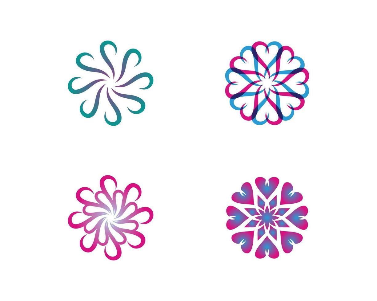 Vector set of floral patterns on a white background