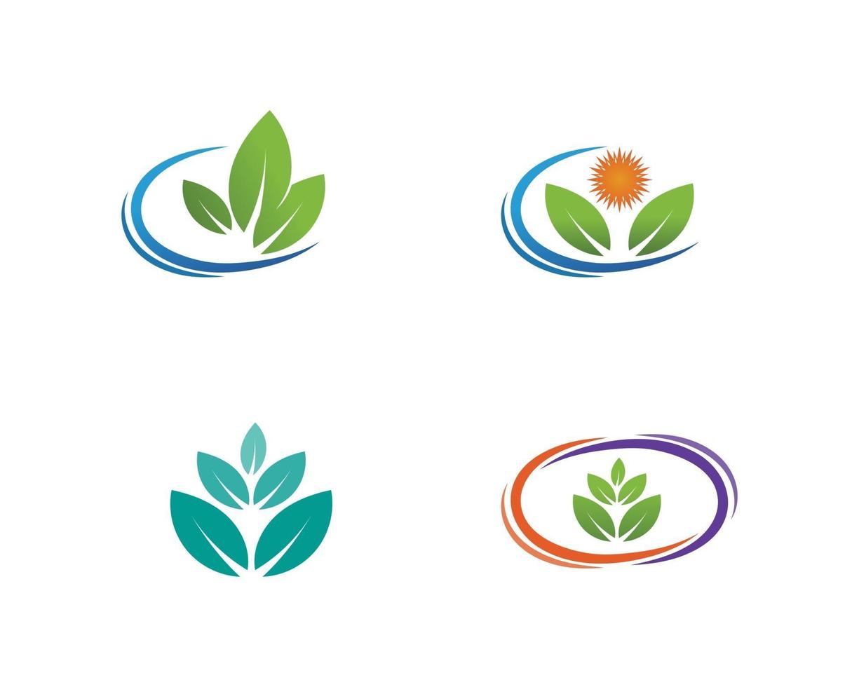 naturaleza del diseño del logotipo del vector de la hoja del árbol para los negocios y la salud