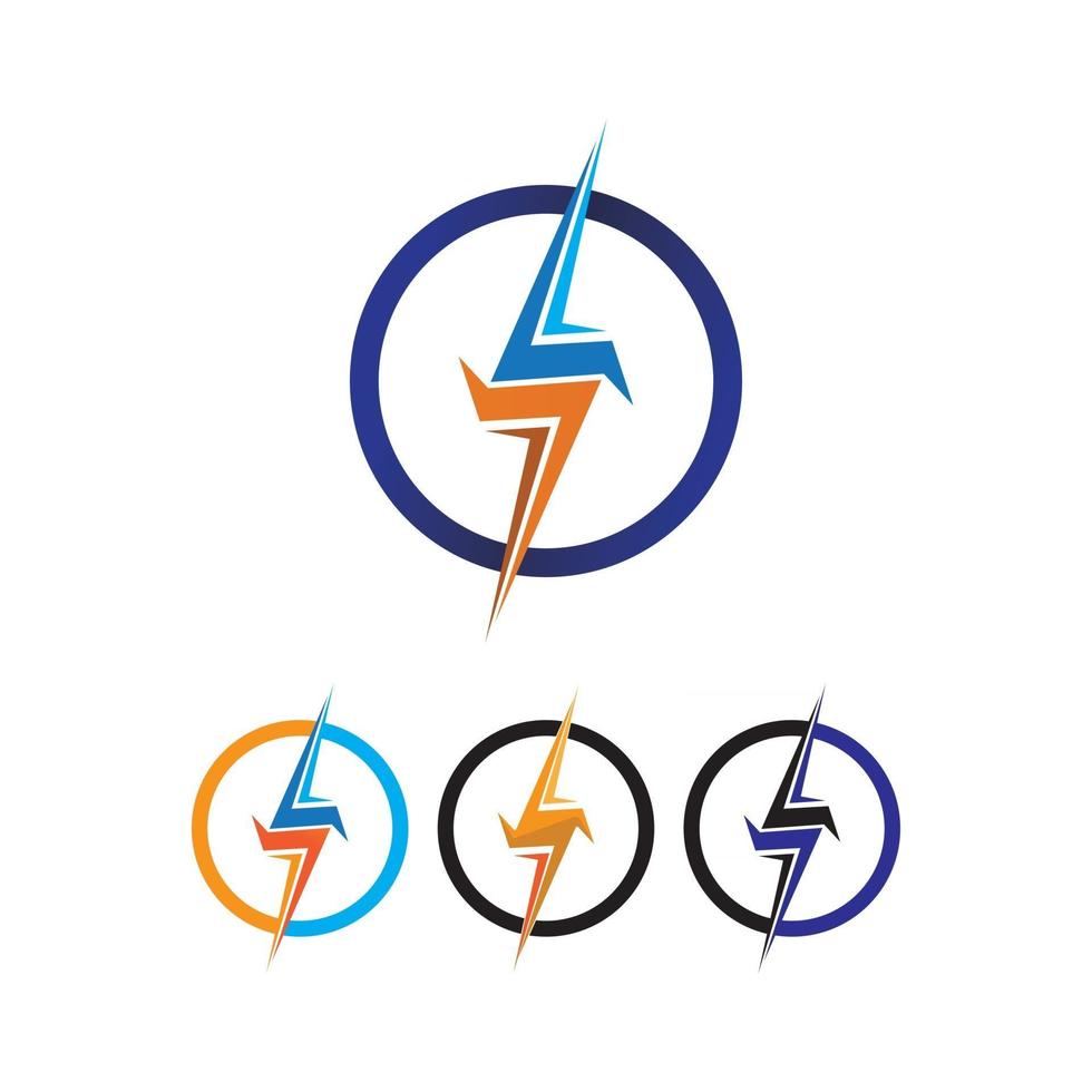 logotipo y símbolos del icono del relámpago del vector eléctrico