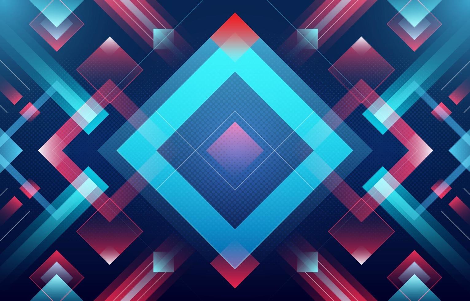 Glowing Blue and Red Squares Abstract Background vector