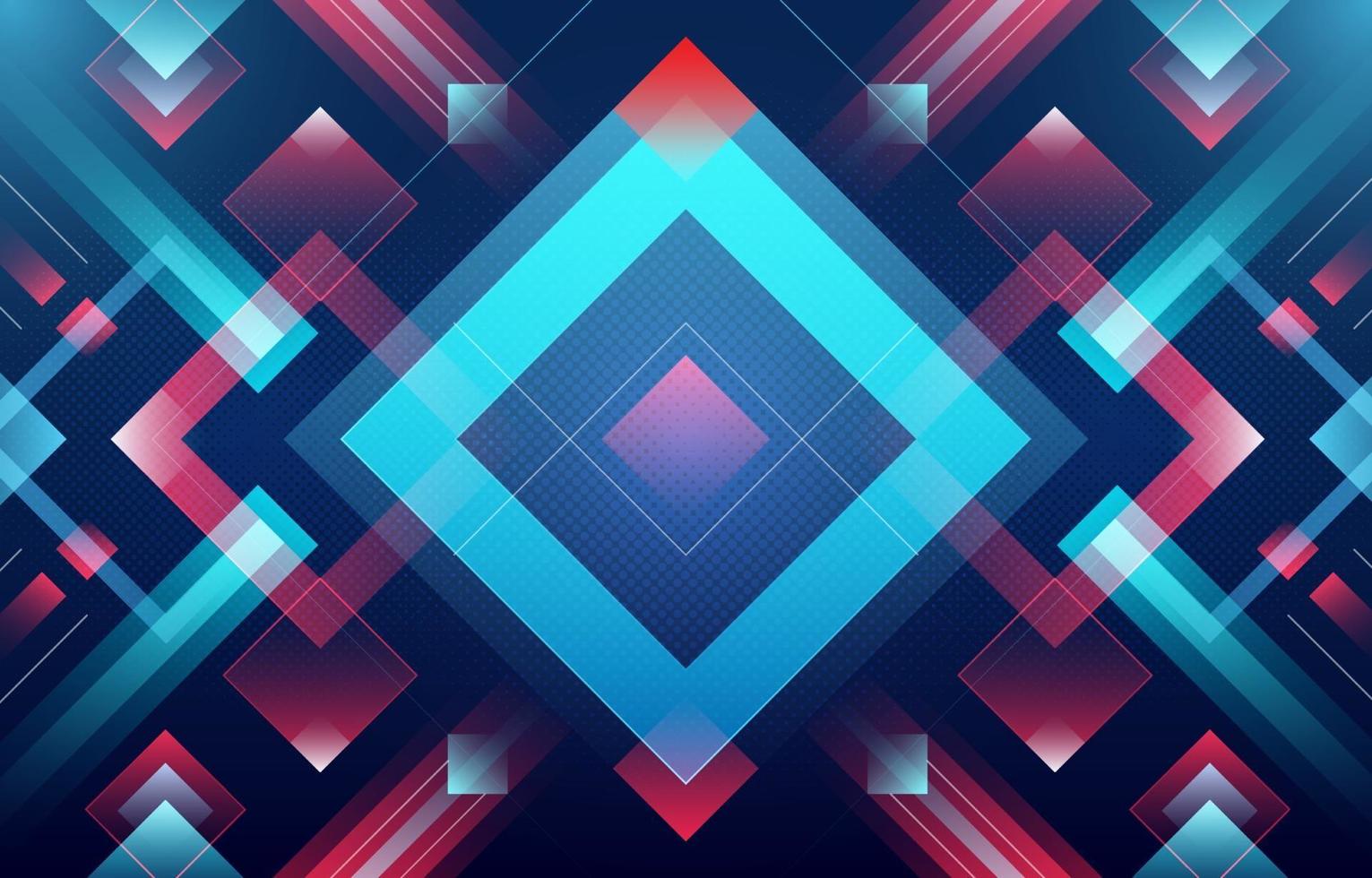 Glowing Blue and Red Squares Abstract Background vector