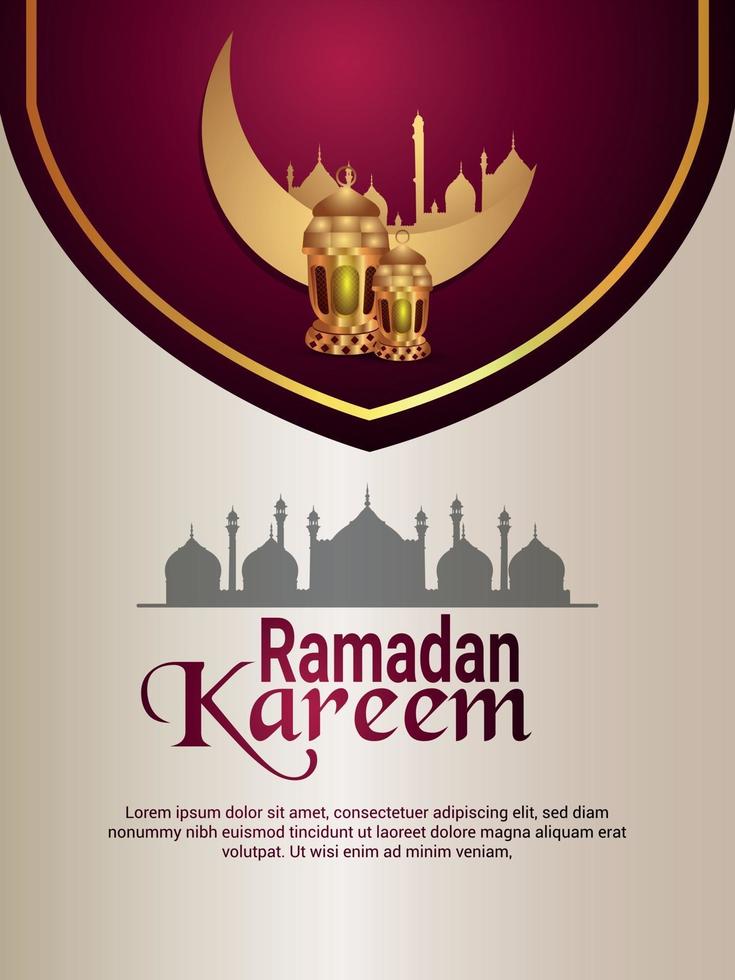 Ilustración de vector de volante de fiesta de Ramadán Kareem con linterna dorada