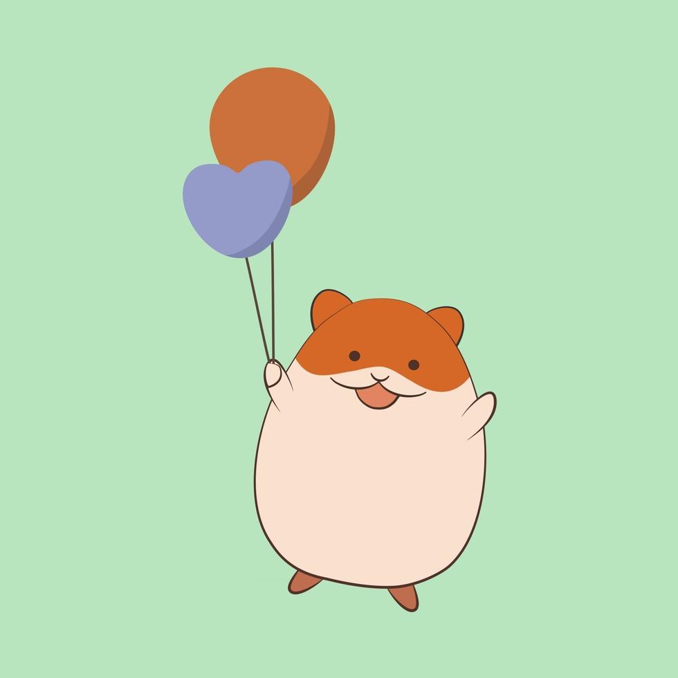 Cute hamster holding balloons vector