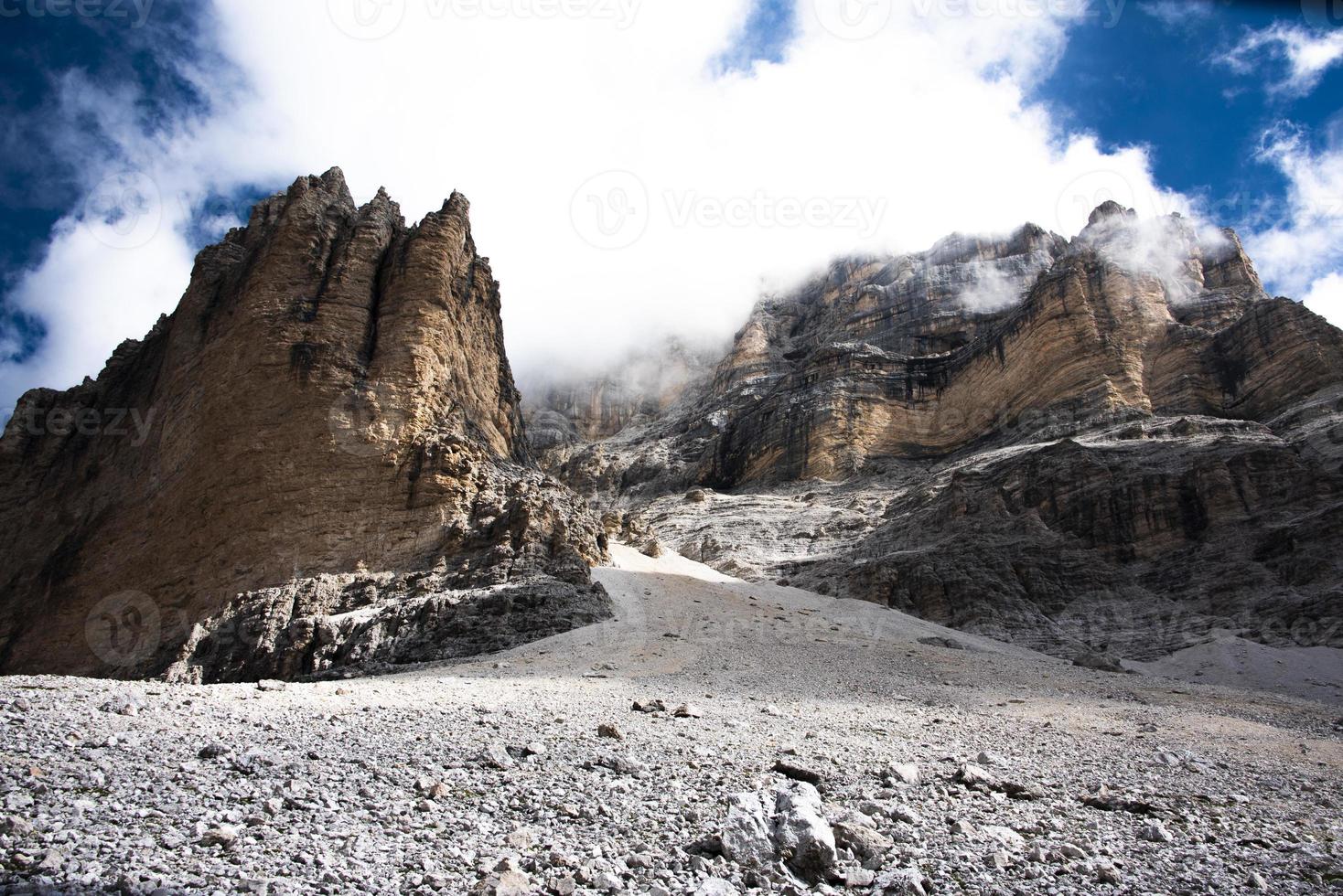 Peaks of the Cortina D'ampezzo Dolomites in Belluno, Veneto, Italy photo