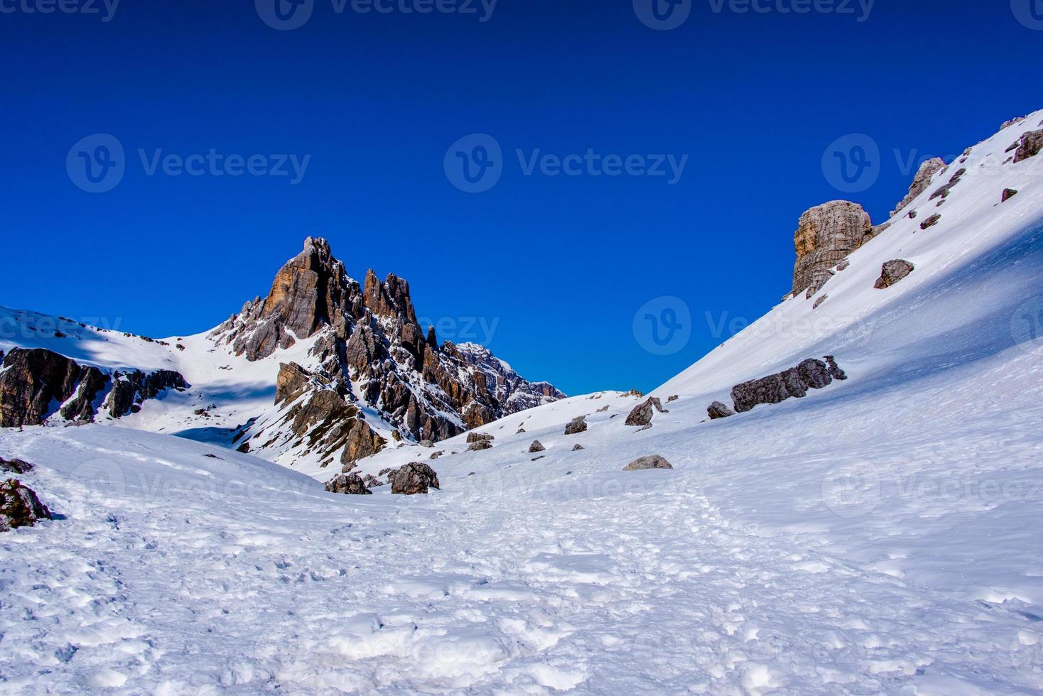 Peaks of the Dolomites in winter photo