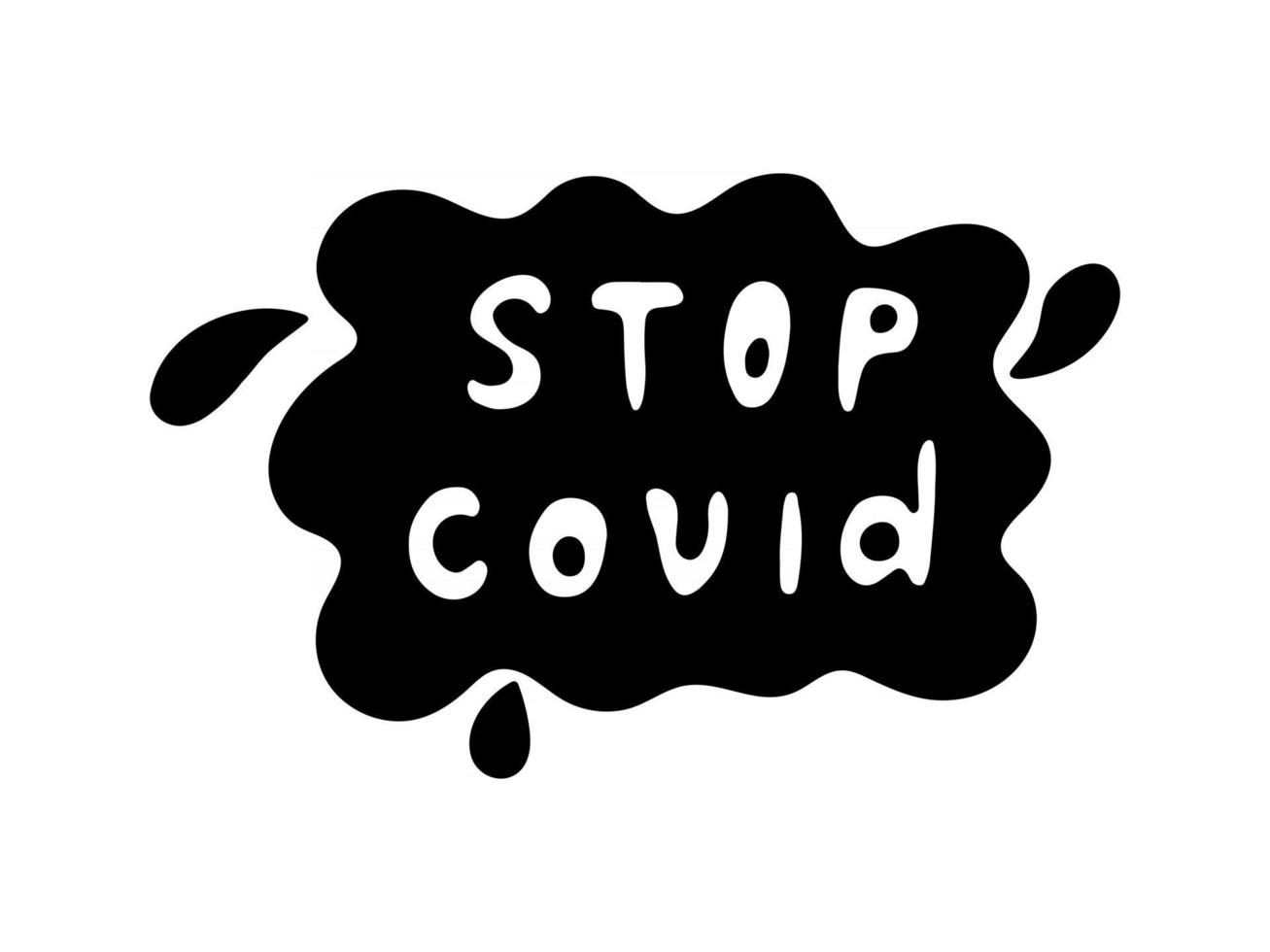 Stop covid lettering phrase vector