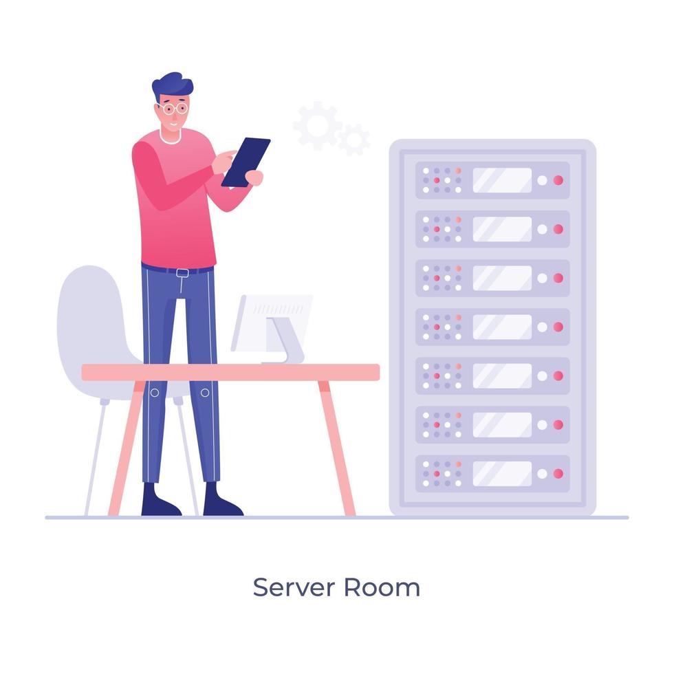 Server Room and Office vector