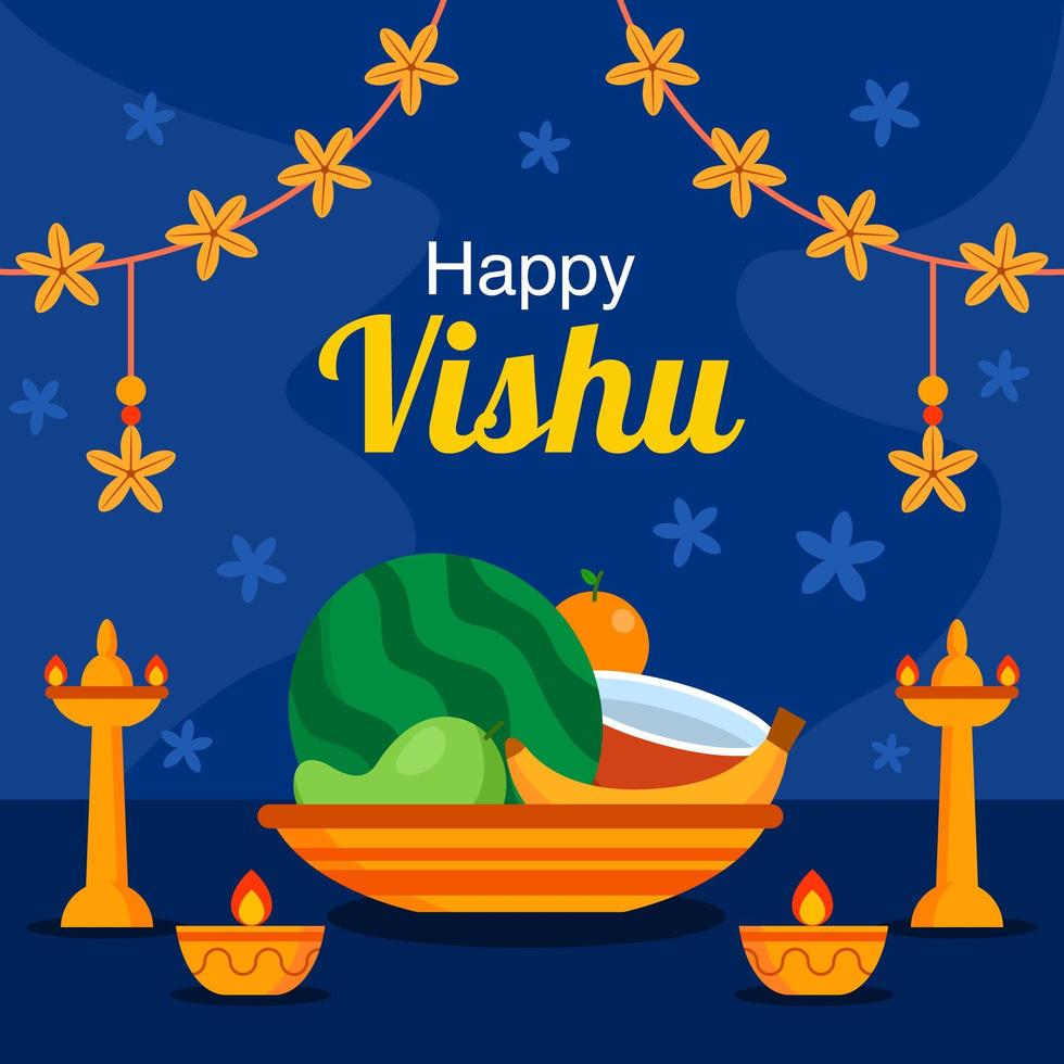 Vishu Festival Celebration Background vector