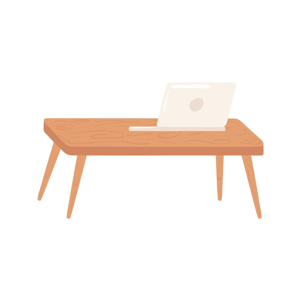 laptop on table vector