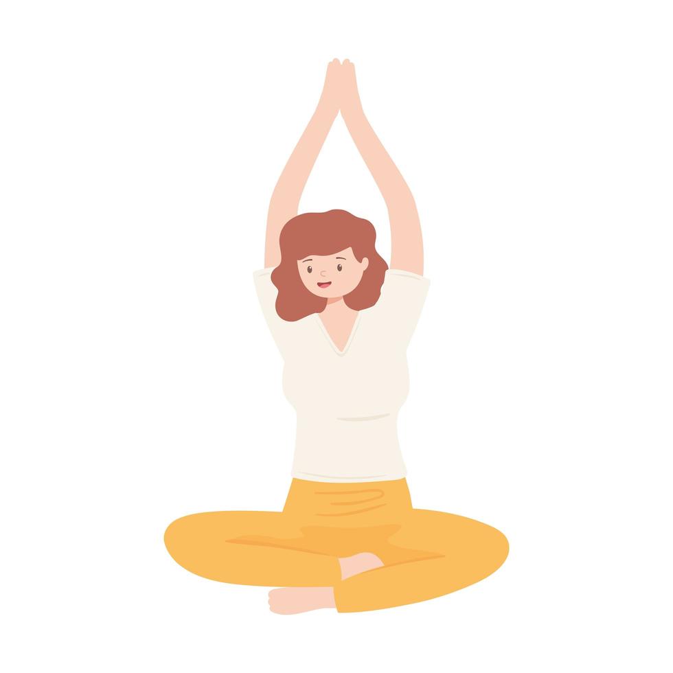 girl practicing meditation vector