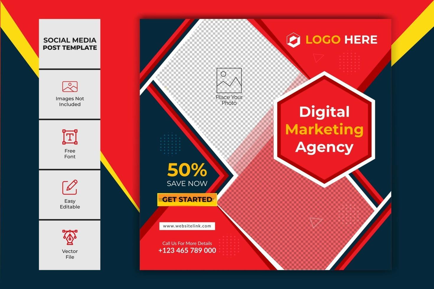 Digital marketing agency social media post banner template vector