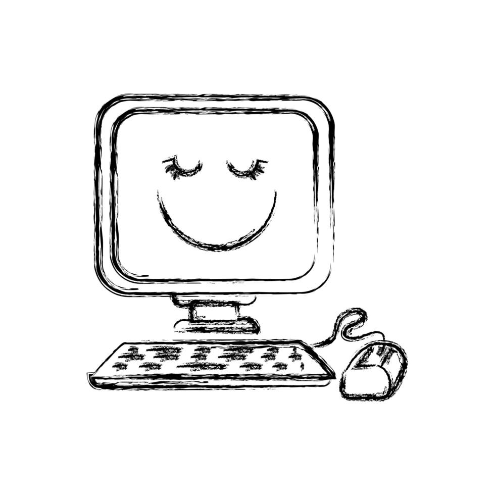 icono de computadora feliz vector