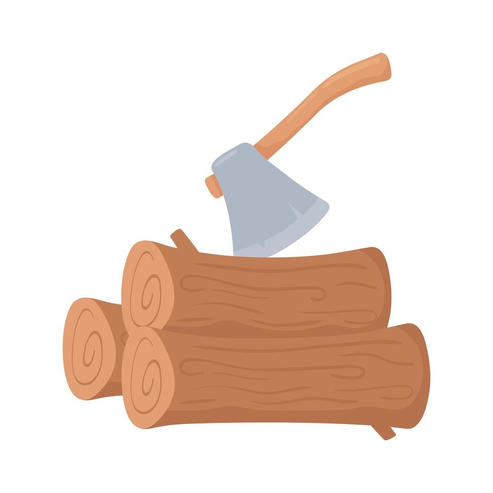 axe with pieces wood vector