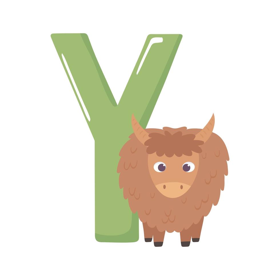 yak animal alfabeto vector