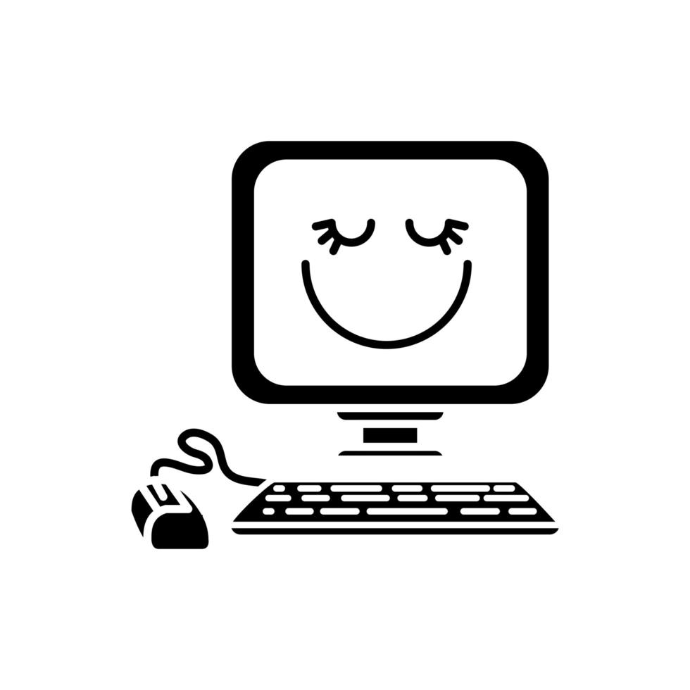 icono de computadora feliz vector