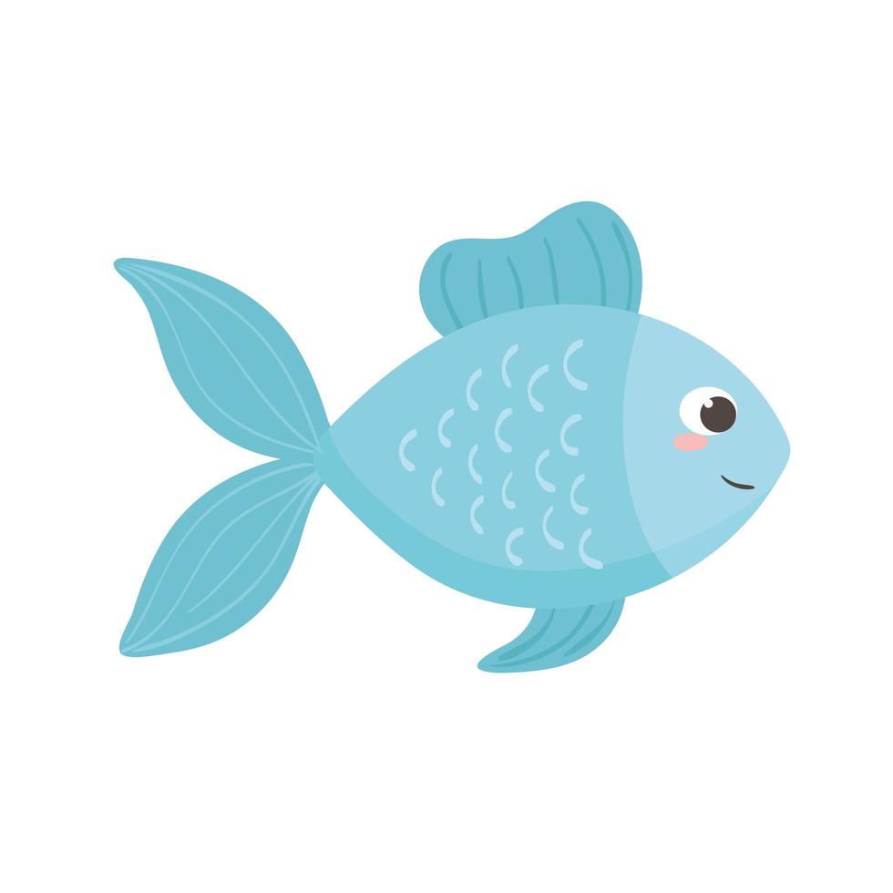 cute blue fish vector