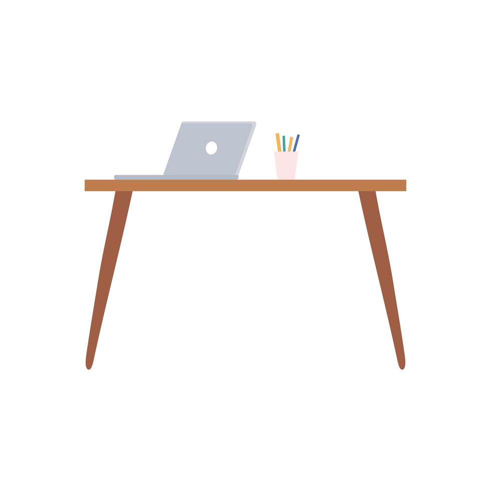 table laptop pencils vector