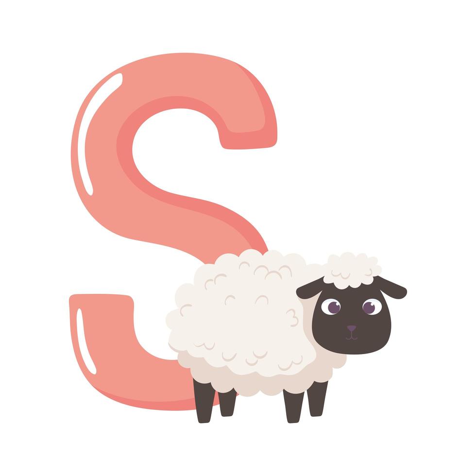 alfabeto de animales de oveja vector