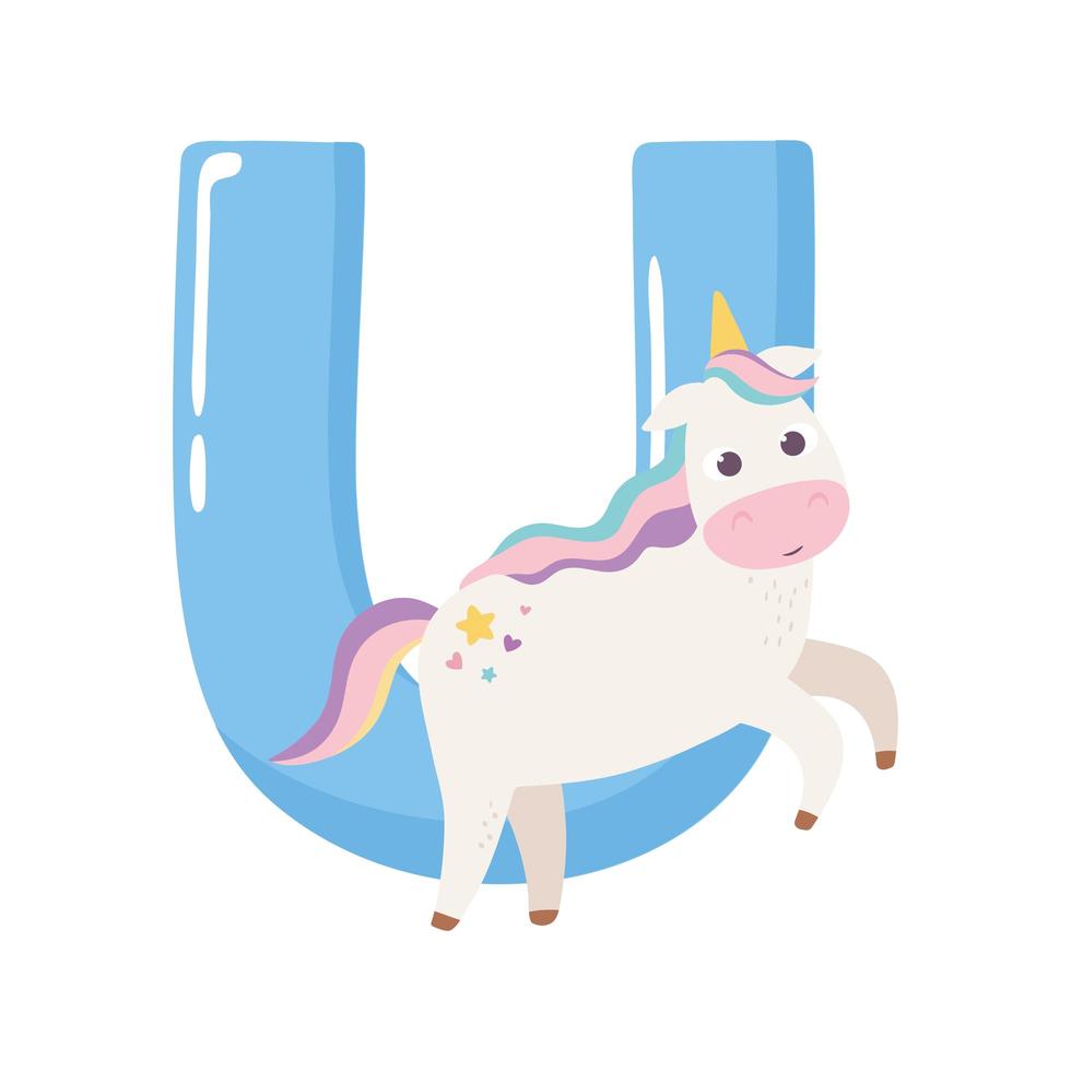 unicorn animal alphabet vector