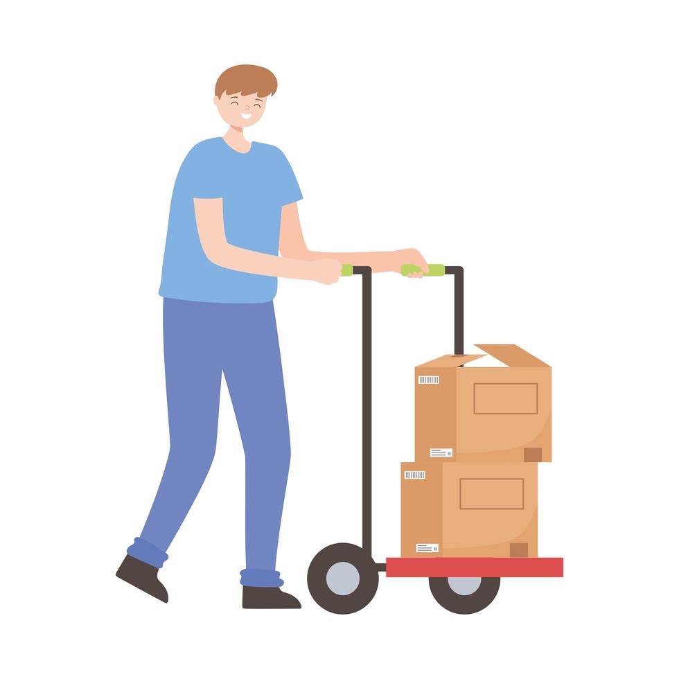 cajas de trabajadores logísticos vector