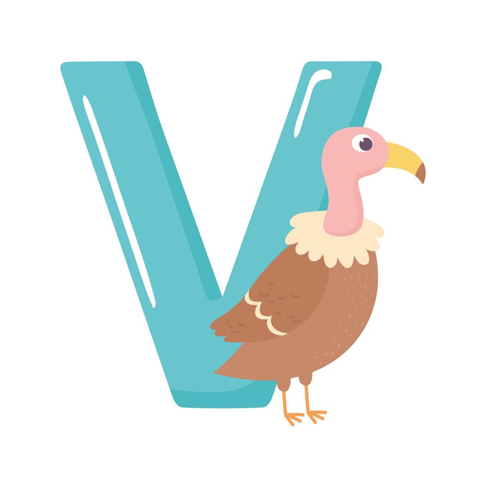 vulture animal alphabet vector