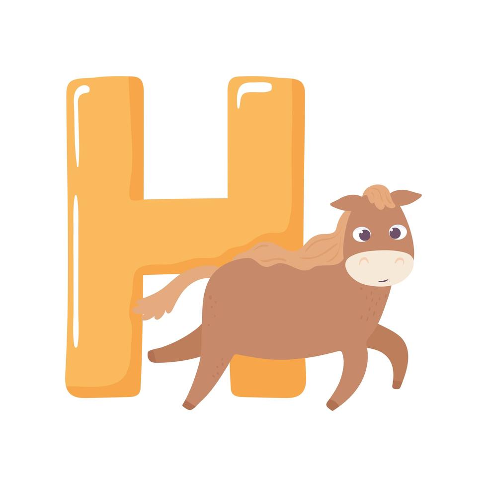 alfabeto animal caballo vector