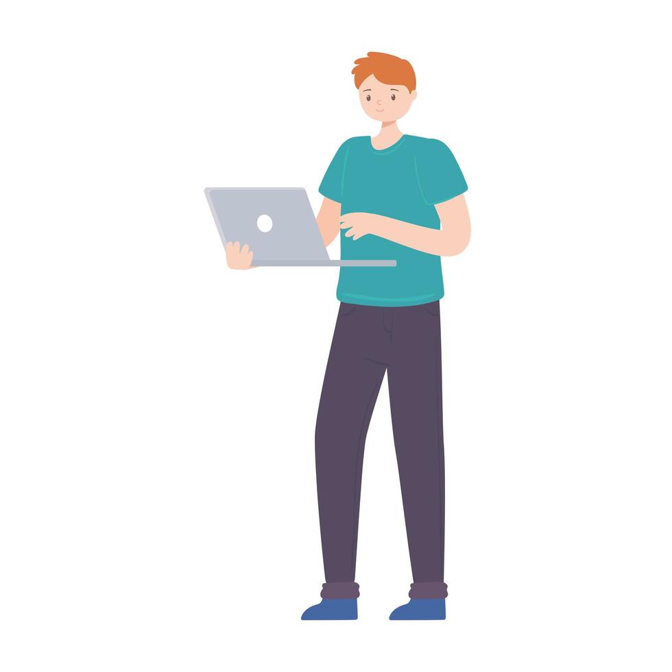 man with laptop vector
