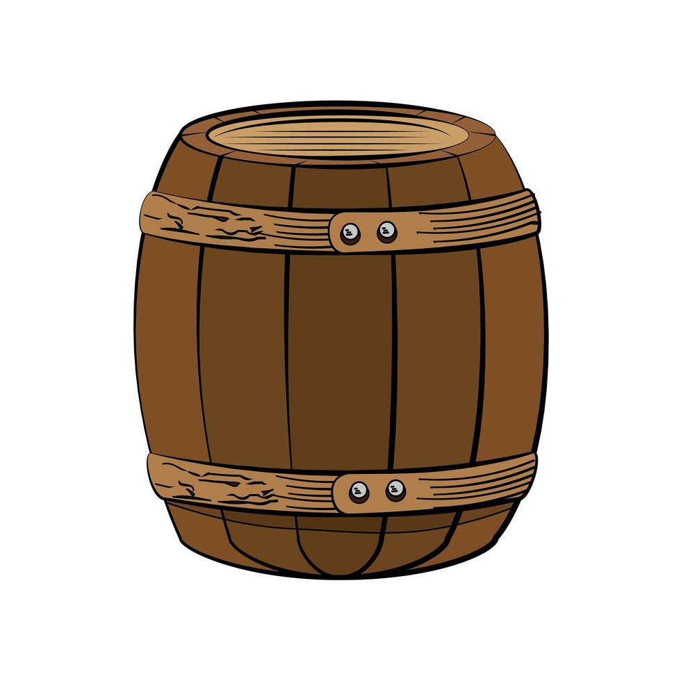 icono de barril de madera vector