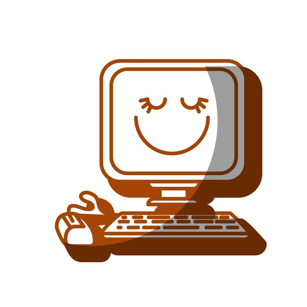 icono de computadora feliz vector