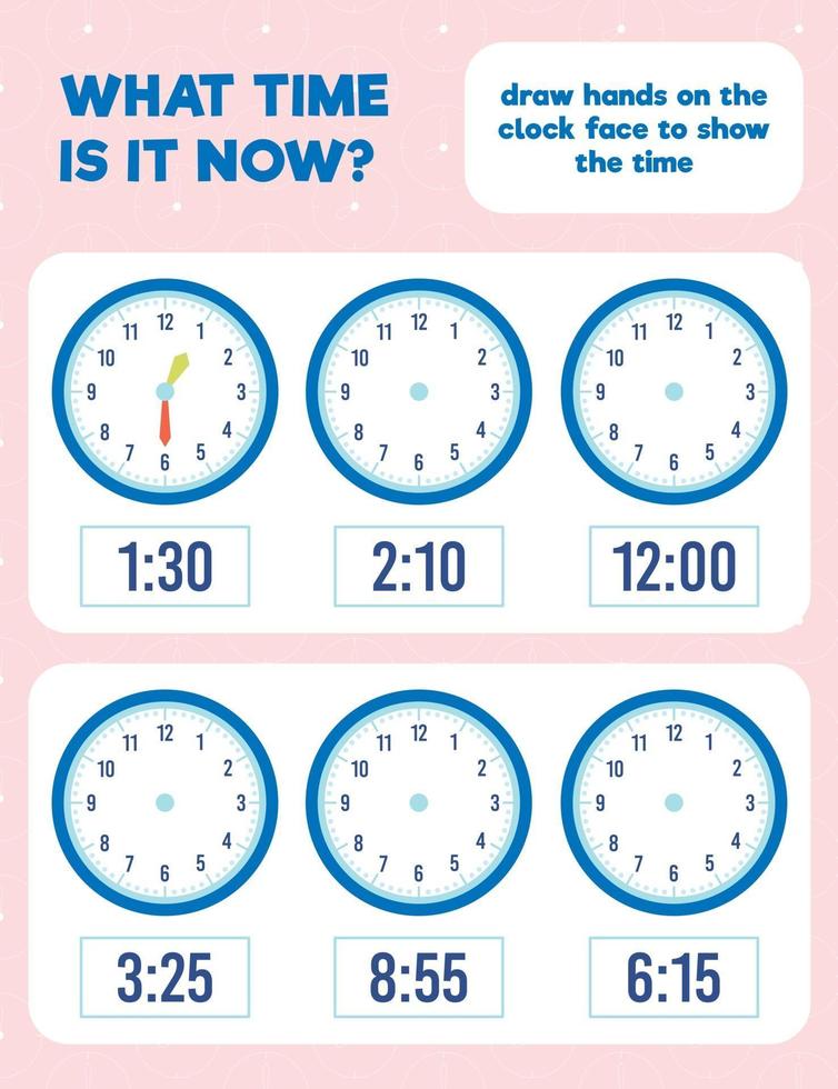 Time worksheet practice print page vector